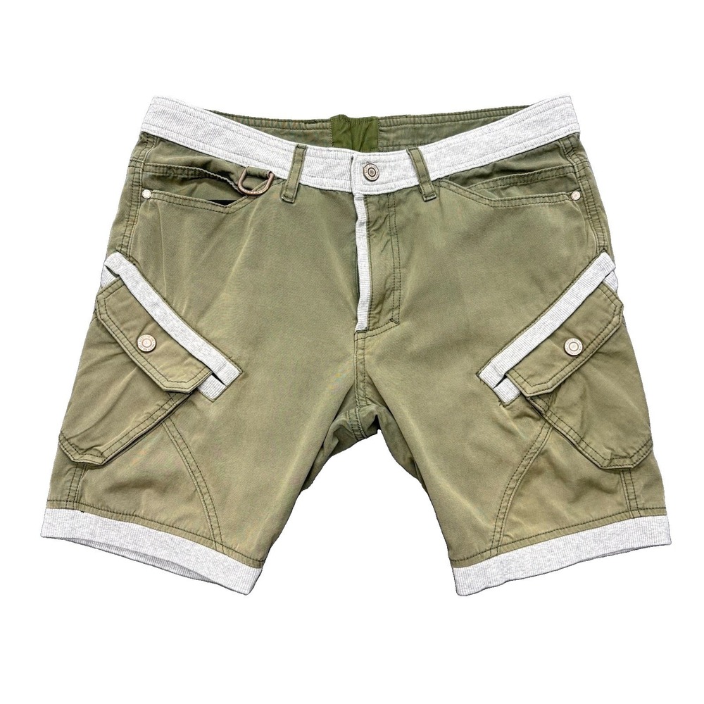 Nasty Pig Cotton Blend Green Gray Knit Trim 8" Shorts Mens 34 - Altered READ